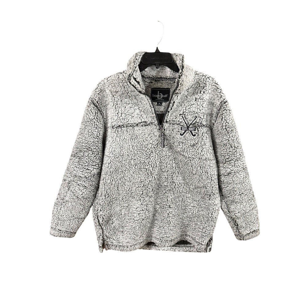 Boxercraft Sherpa Fleece Pullover Grey Quarter‎ Zip Est 1887 Small Men Women